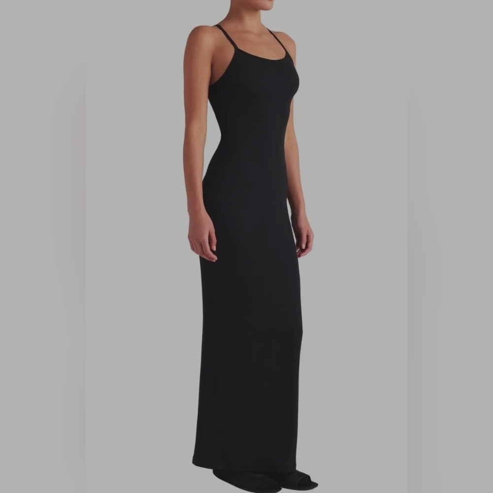 Skims Cotton Rib Long Tank Dress DR-MAX-5521W Soot Size Medium Large